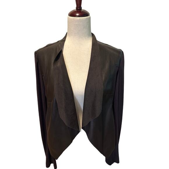 Kut From the Kloth Lincoln Faux Leather Drape Jacket, moto syle, brown, medium - Picture 1 of 9